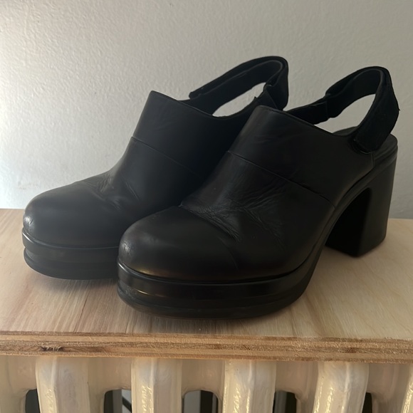 Black Leather Camper Mules - Picture 2 of 5